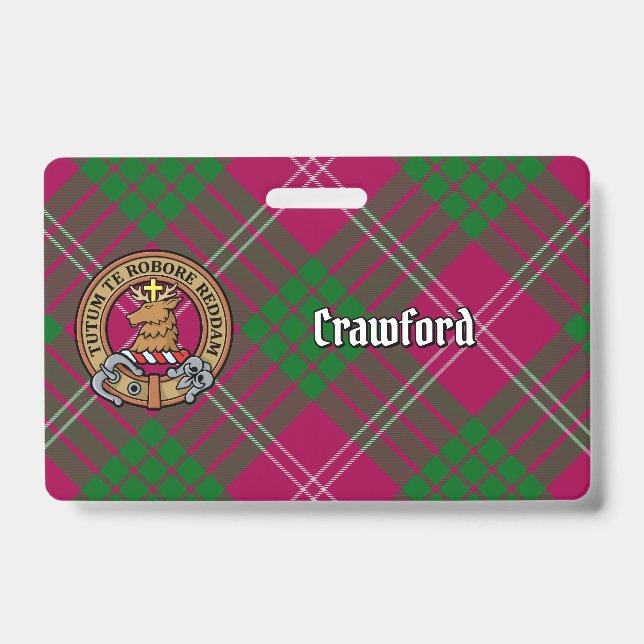 Clan Crawford Crest over Tartan Badge (Front)