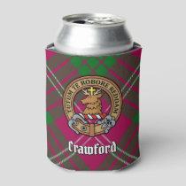 Clan Crawford Crest over Tartan Can Cooler