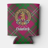 Clan Crawford Crest over Tartan Can Cooler (Front)