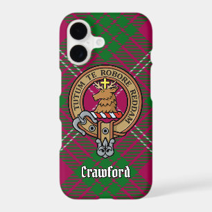 Clan Crawford Crest over Tartan iPhone 17 Case