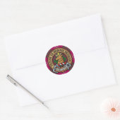 Clan Crawford Crest over Tartan Classic Round Sticker (Envelope)