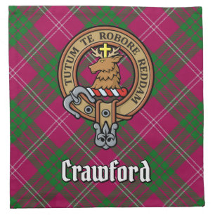 Clan Crawford Crest over Tartan Cloth Napkin