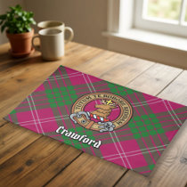 Clan Crawford Crest over Tartan Cloth Placemat