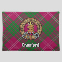 Clan Crawford Crest over Tartan Cloth Placemat