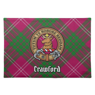 Clan Crawford Crest over Tartan Cloth Placemat