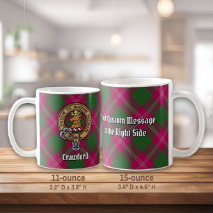 Clan Crawford Crest over Tartan Coffee Mug