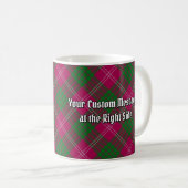 Clan Crawford Crest over Tartan Coffee Mug (Front Right)