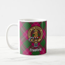 Clan Crawford Crest over Tartan Coffee Mug