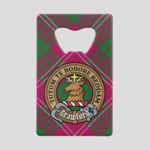 Clan Crawford Crest over Tartan Credit Card Bottle Opener