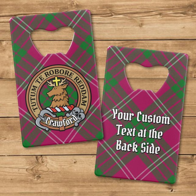 Clan Crawford Crest over Tartan Credit Card Bottle Opener (Creator Uploaded)