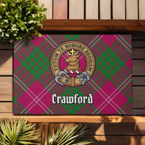 Clan Crawford Crest over Tartan Doormat