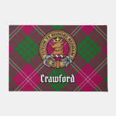 Clan Crawford Crest over Tartan Doormat (Front)