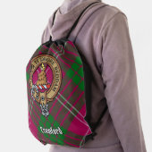 Clan Crawford Crest over Tartan Drawstring Bag (Insitu)