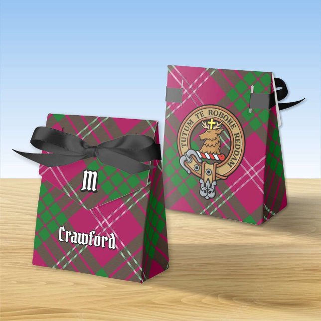 Clan Crawford Crest over Tartan Favor Box (Creator Uploaded)