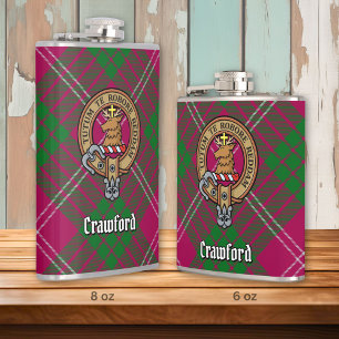 Clan Crawford Crest over Tartan Flask