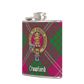 Clan Crawford Crest over Tartan Flask (Left)