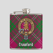 Clan Crawford Crest over Tartan Flask