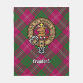 Clan Crawford Crest over Tartan Fleece Blanket (Front)