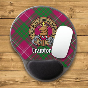 Clan Crawford Crest over Tartan Gel Mouse Pad