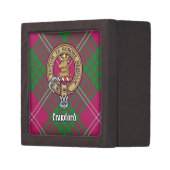 Clan Crawford Crest over Tartan Gift Box (Front Left)