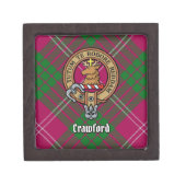 Clan Crawford Crest over Tartan Gift Box (Front)