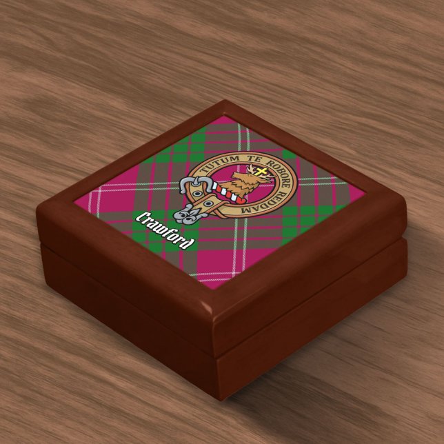 Clan Crawford Crest over Tartan Gift Box (Creator Uploaded)