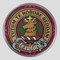 Clan Crawford Crest over Tartan Golf Ball Marker