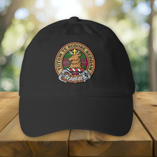 Clan Crawford Crest over Tartan Hat