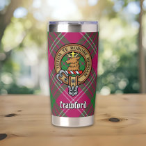 Clan Crawford Crest over Tartan Insulated Tumbler