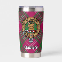 Clan Crawford Crest over Tartan Insulated Tumbler