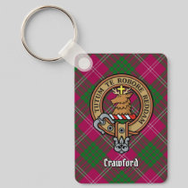 Clan Crawford Crest over Tartan Keychain