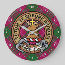 Clan Crawford Crest over Tartan Large Clock