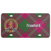 Clan Crawford Crest over Tartan License Plate (Front)