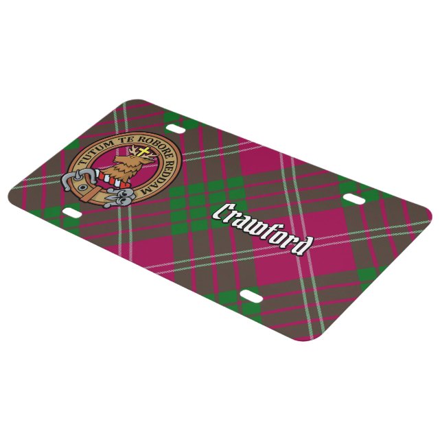 Clan Crawford Crest over Tartan License Plate (Side)