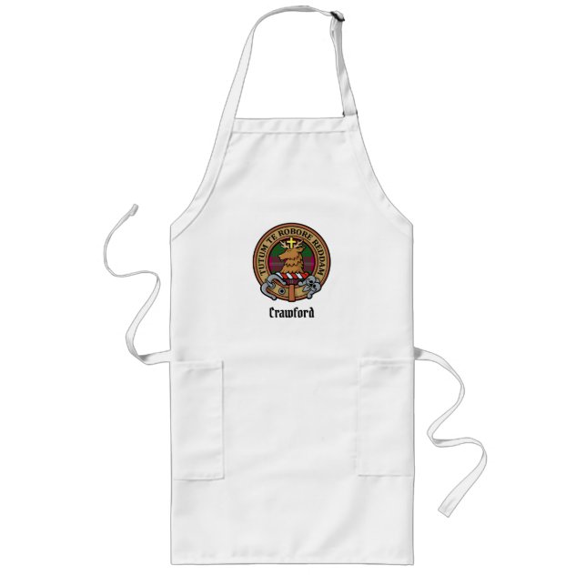 Clan Crawford Crest over Tartan Long Apron (Front)