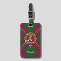 Clan Crawford Crest over Tartan Luggage Tag