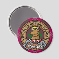 Clan Crawford Crest over Tartan Magnet