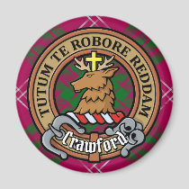 Clan Crawford Crest over Tartan Magnet