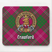 Clan Crawford Crest over Tartan Mouse Pad