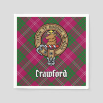 Clan Crawford Crest over Tartan Napkins