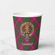 Clan Crawford Crest over Tartan Paper Cups