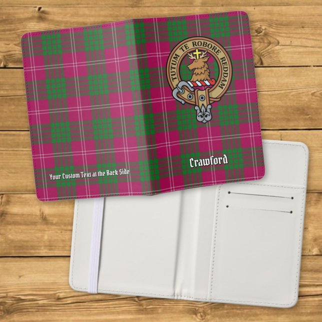 Clan Crawford Crest over Tartan Passport Holder (Creator Uploaded)
