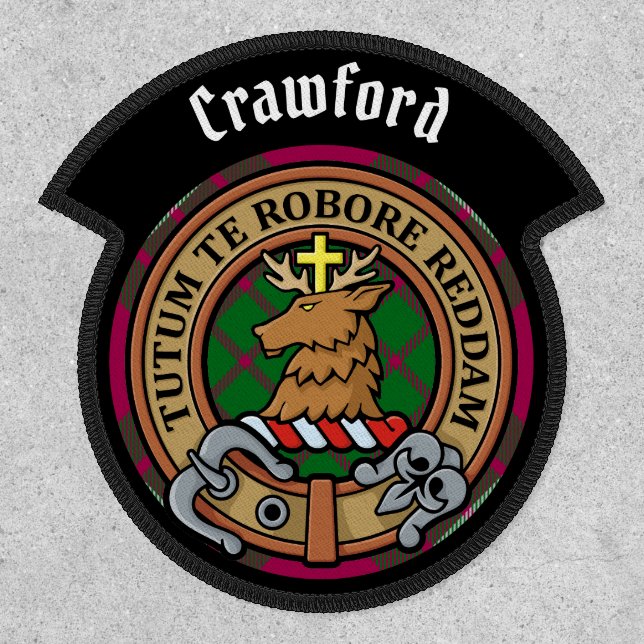 Clan Crawford Crest over Tartan Patch (Front)
