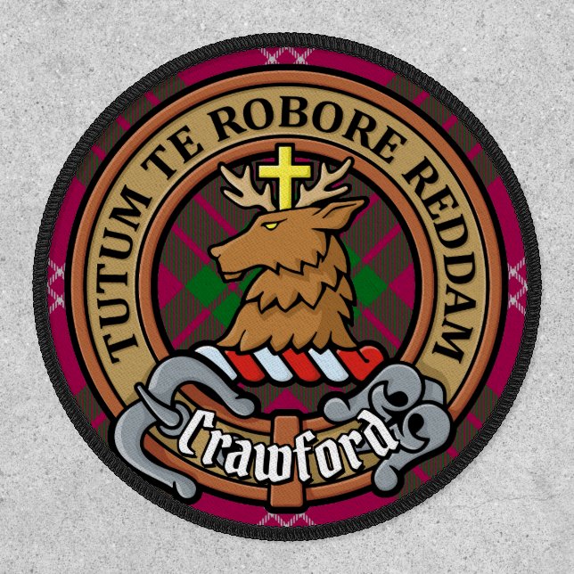 Clan Crawford Crest over Tartan Patch (Front)
