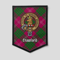 Clan Crawford Crest over Tartan Pennant