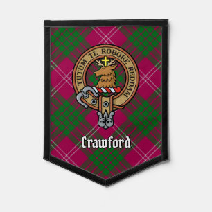 Clan Crawford Crest over Tartan Pennant