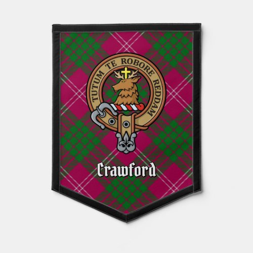 Clan Crawford Crest over Tartan Pennant