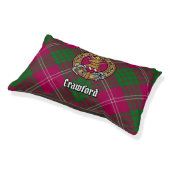 Clan Crawford Crest over Tartan Pet Bed (Angled)