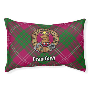 Clan Crawford Crest over Tartan Pet Bed