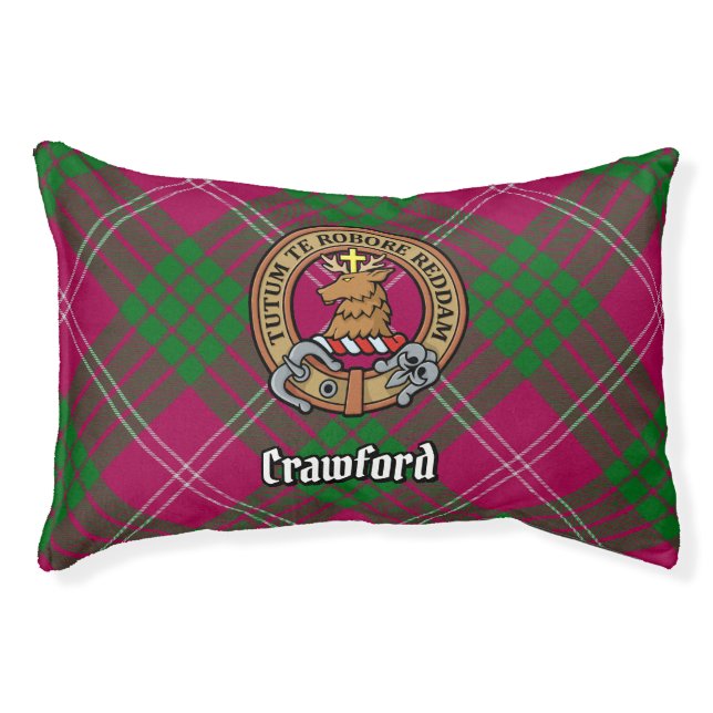 Clan Crawford Crest over Tartan Pet Bed (Front)